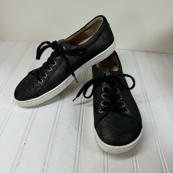Birkenstock Shoes - Birkenstock black shimmer leather sneakers